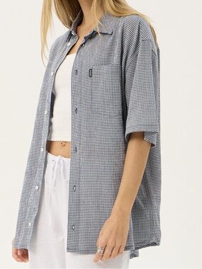 Afends Brown & White Plaid Hemp Short-Sleeve Button-Down Shirt